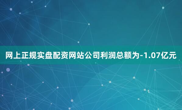 网上正规实盘配资网站公司利润总额为-1.07亿元
